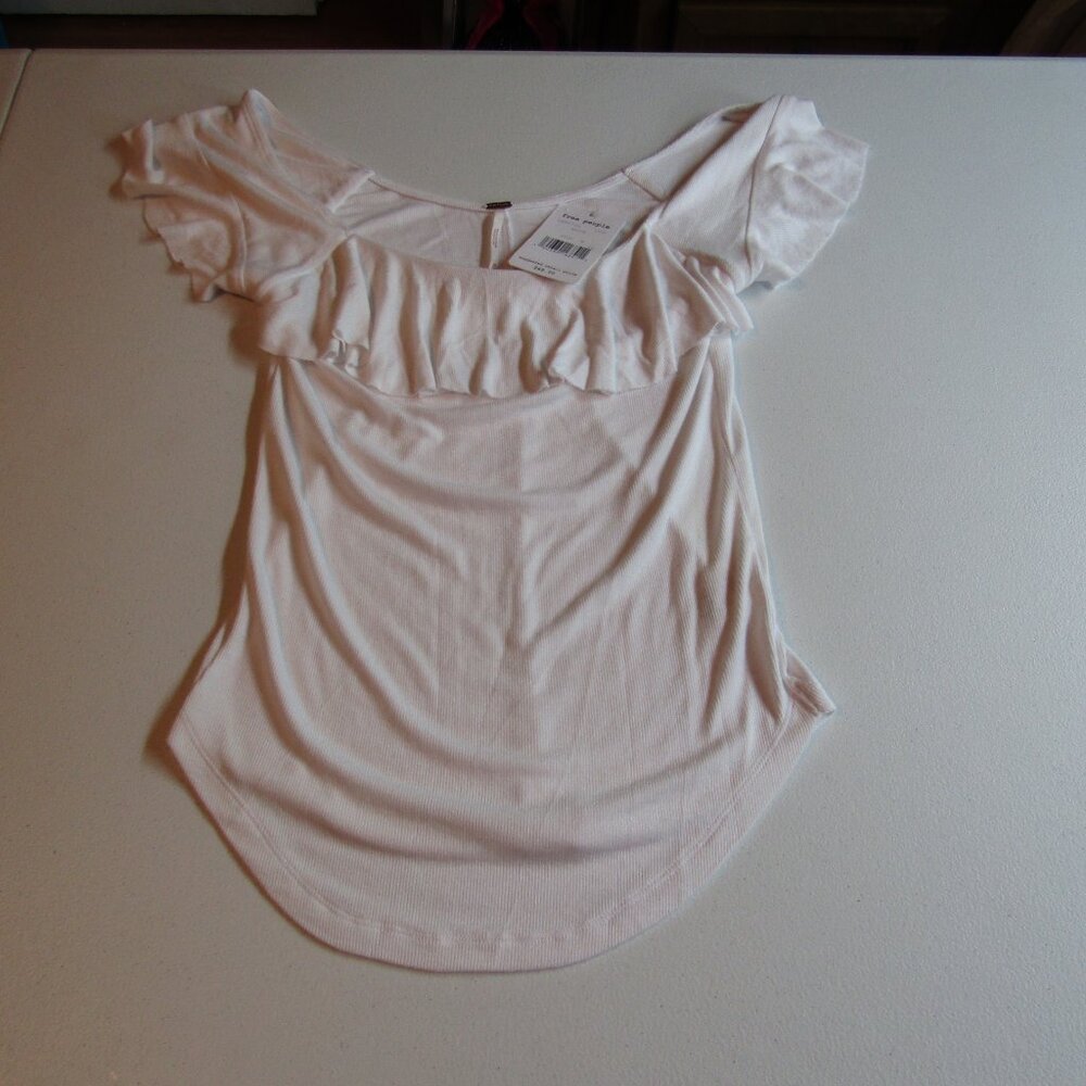 Free people Last Call White Ribbed Top M - Picture 6 of 9